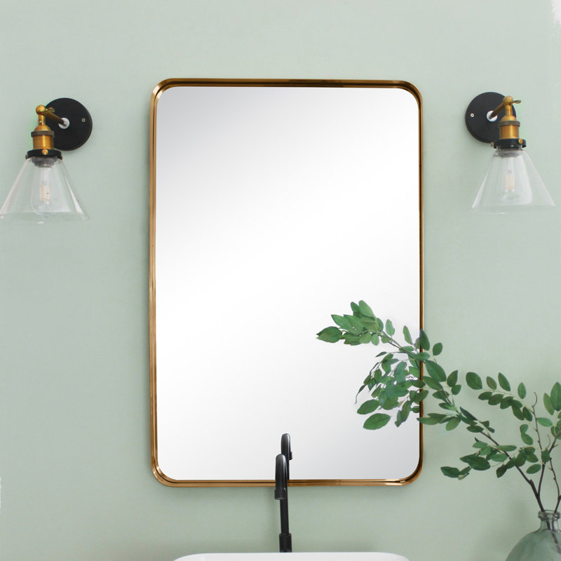 Arthers Metal Rectangle Mirror, Brush Gold, 36" x 24"