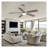 52 Inch Modern Nickel Ceiling Fan with LED Light and Remote Control - 6 Speed Reversible DC Motor, Low Profile Design
