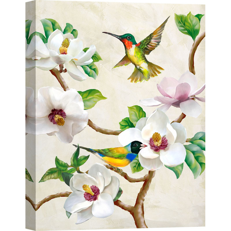 Magnolia And Birds by Terry Wang - Wrapped Canvas Painting, 100cm H x 70cm W x 4cm D