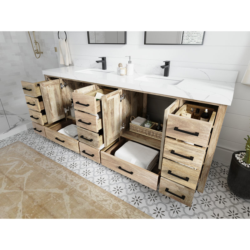 Ensemble de meuble-lavabo double 84 po Malibu, Blanc
