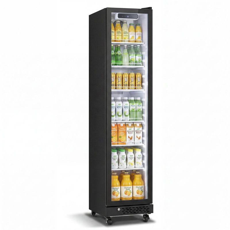 Réfrigérateur commercial Yeego de 8,3 pieds cubes avec porte vitrée simple et 5 tablettes réglables