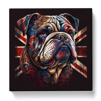British Bulldog Ornamental Art - Wrapped Canvas