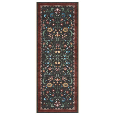 Washable Rugs for Living Room, Non Slip Floral Area Rug, Low Pile Foldable Soft Carpet, Stain Resistant Farmhouse Floor Mats for Bedroom, Dining Room, Nursery, Playroom
