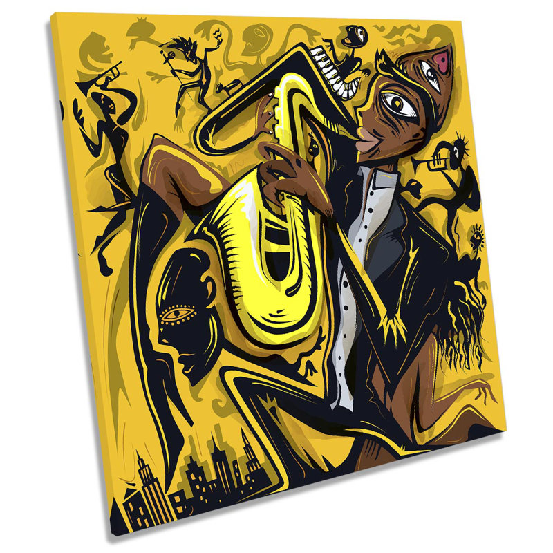 Z1661 Jazz Music Saxophone Player - Wrapped Canvas Painting, 60cm H x 60cm W x 2cm D