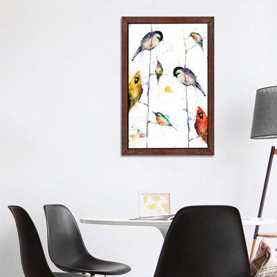 Birds On Branches by Dean Crouser - Floater Frame Painting on Canvas