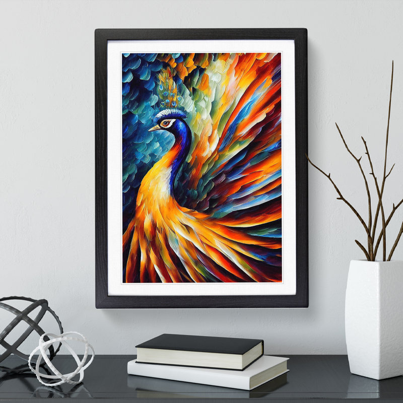 Peacock Portrait No.2 - Single Picture Frame Painting, Black Framed, 34cm H x 25cm W x 2cm D