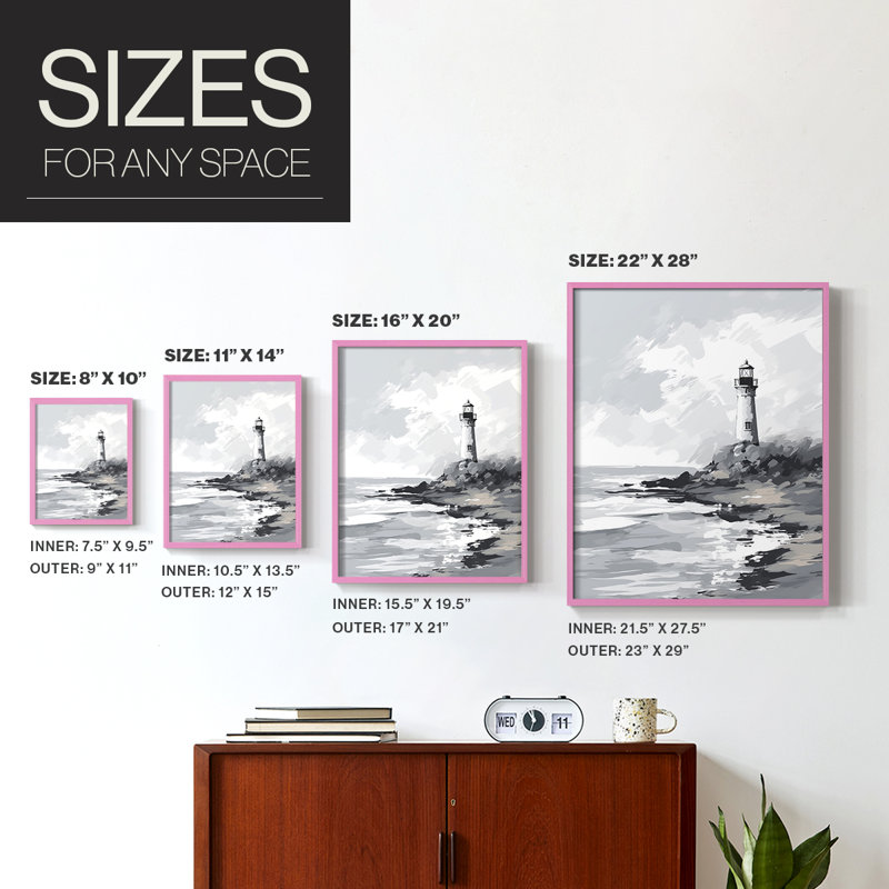 NAUTICAL Series Dxxviii, reproduction encadrée - bois massif, H 15 po x l 12 po, Rose