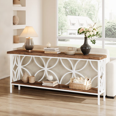 70.86" Console Table, 2-Tier Industrial Sofa Table by 17 Stories