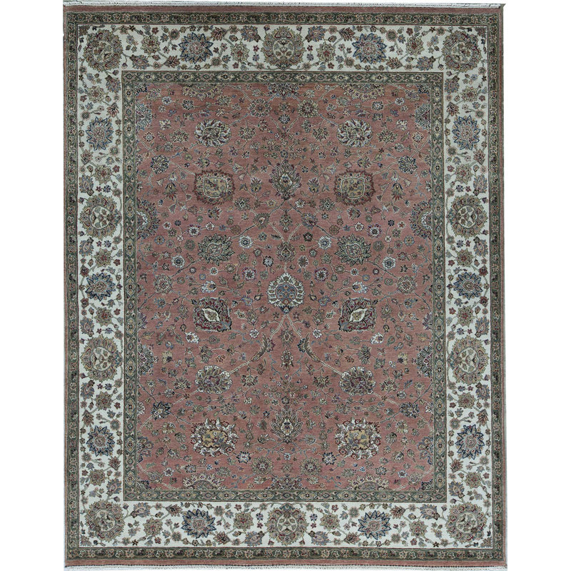 Tapis rouille et ivoire de haute qualité noué à la main