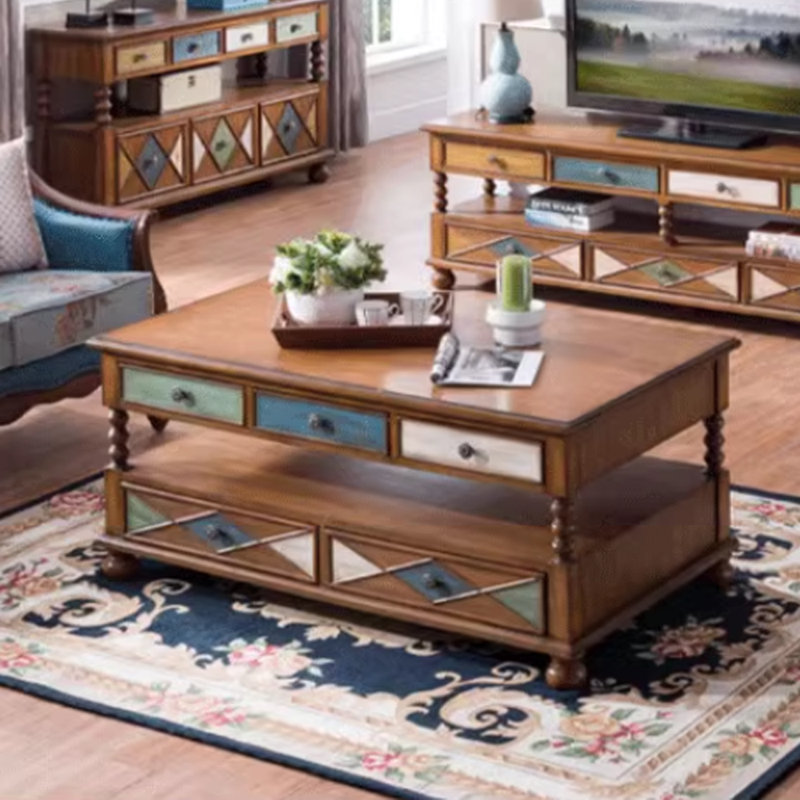 Meuble télé avec rangement classifié, Burlywood, 23.62" H x 47.24" L x 23.62" W