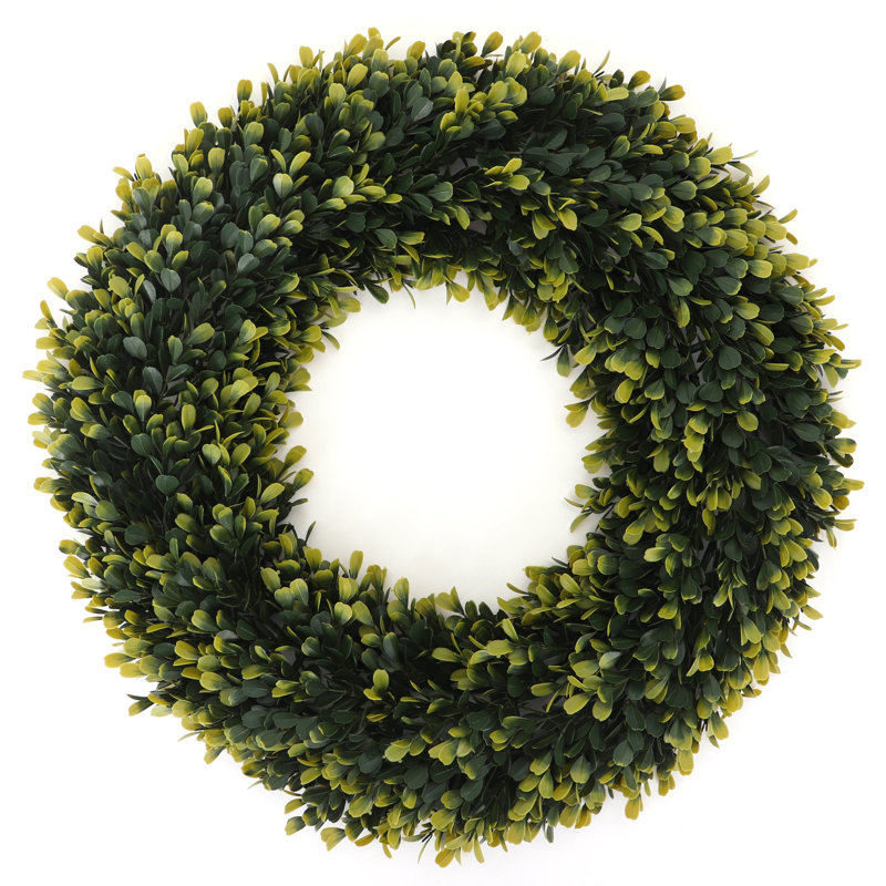 Faux Holly Wreath, 3" H x 22" W x 22" D, Yellow/Green