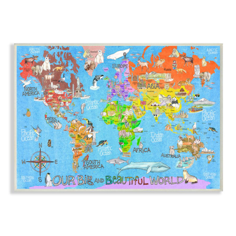 Plaque murale carte du monde