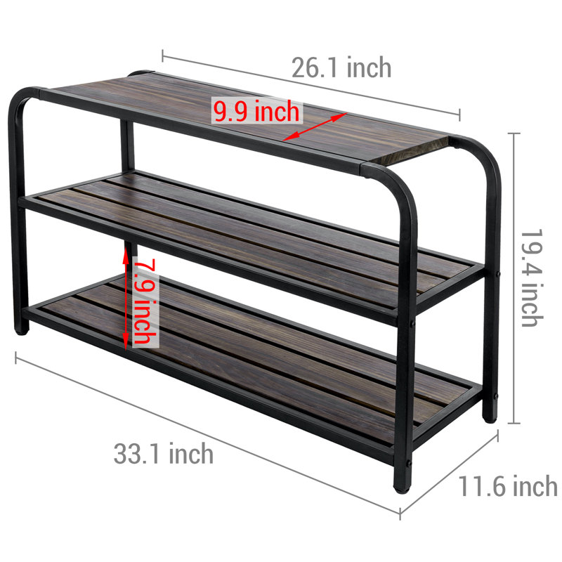 6 Pair Solid Wood Shoe Rack