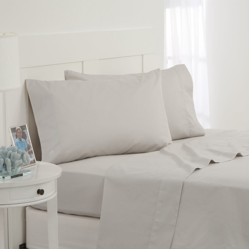 Southern Tide Cotton Twill Sheet Set, Gray, Standard Pillowcases