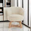 Méridienne pivotante en lin classique | 360 ° pivotant librement avec base et pieds en bois massif en forme de croix | Fauteuil d'appoint confortable pour le salon, la chambre à coucher, le bureau et la commode-541012767-541012754