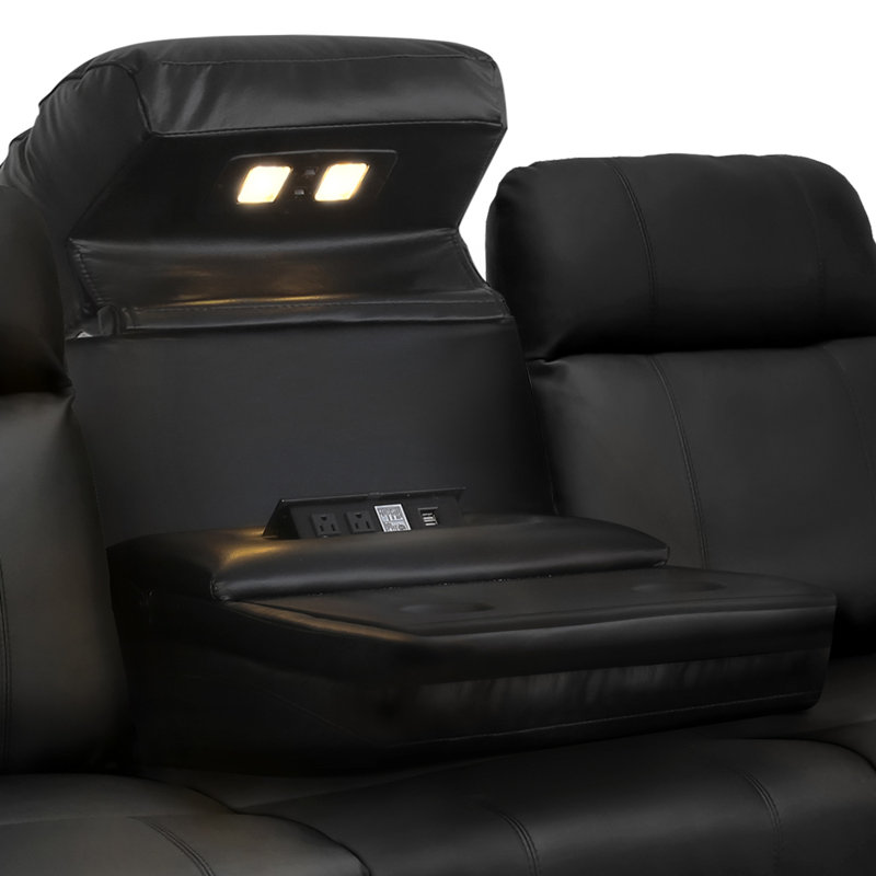 Siège de cinéma en cuir véritable de 31 po de largeur avec porte-gobelet
