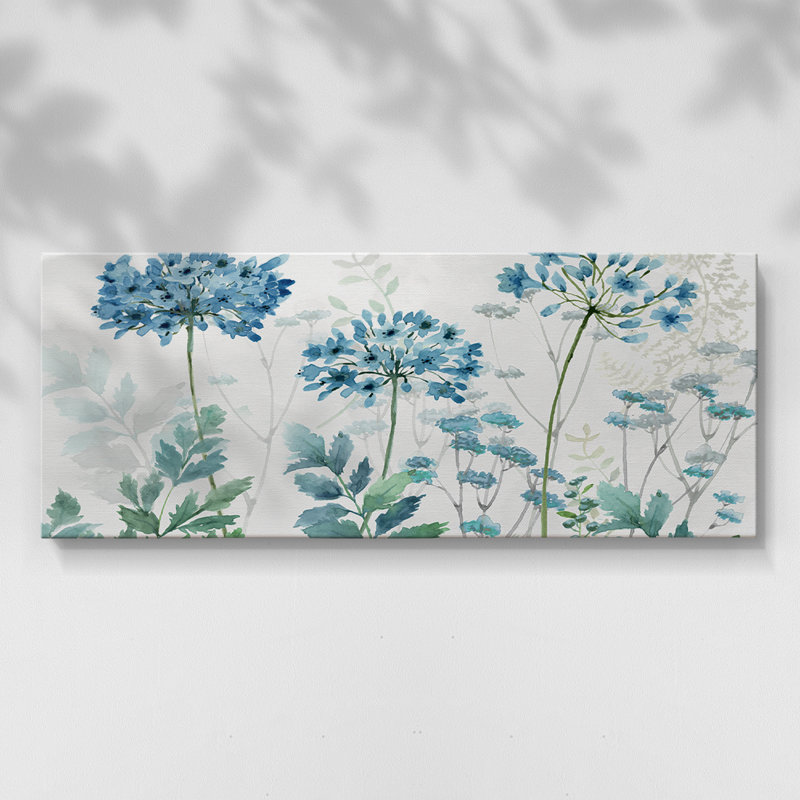 Agapanthe bleue - Toile tendue avec châssis - Prêt à accrocher, H 20 po x l 50 po