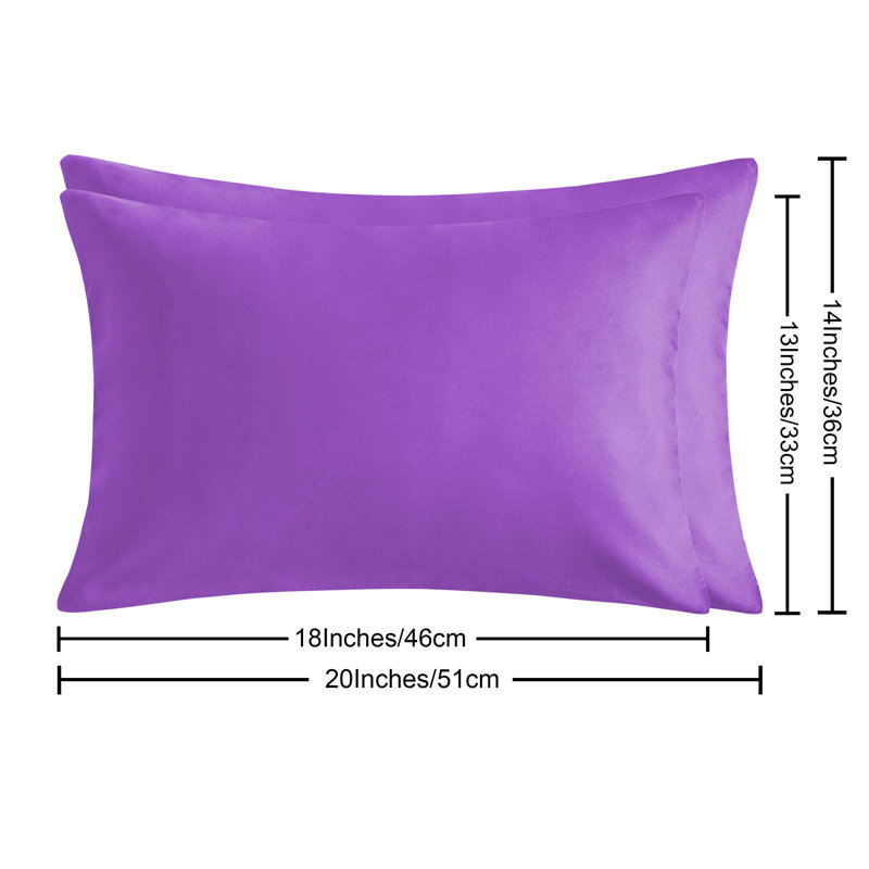 Two piece set of brushed ultra fine fiber zipper pillowcase, Purple