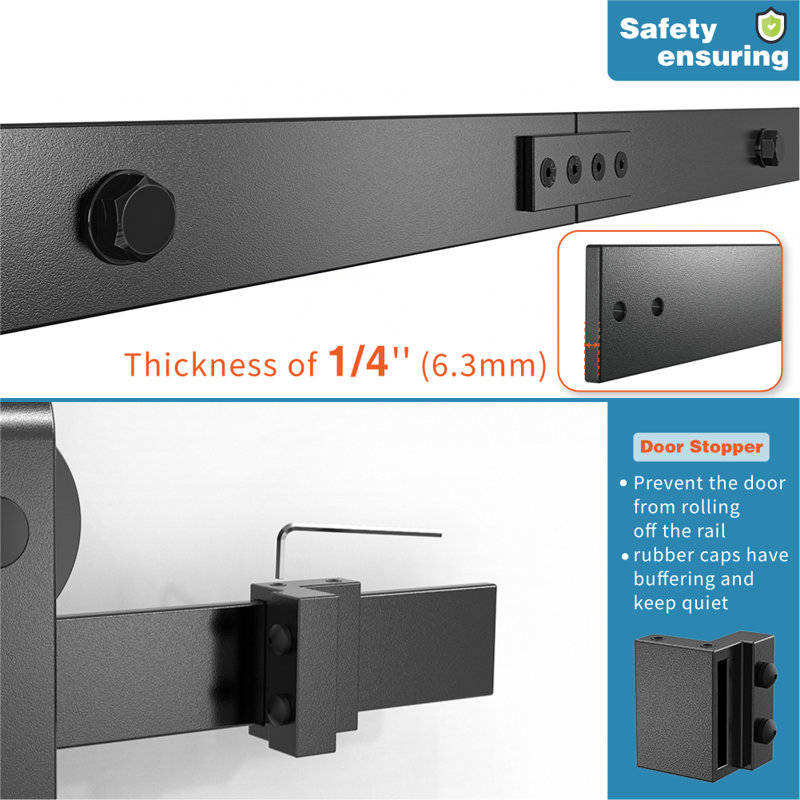 Matte Black Steel Sliding Single Barn Door Hardware Kit