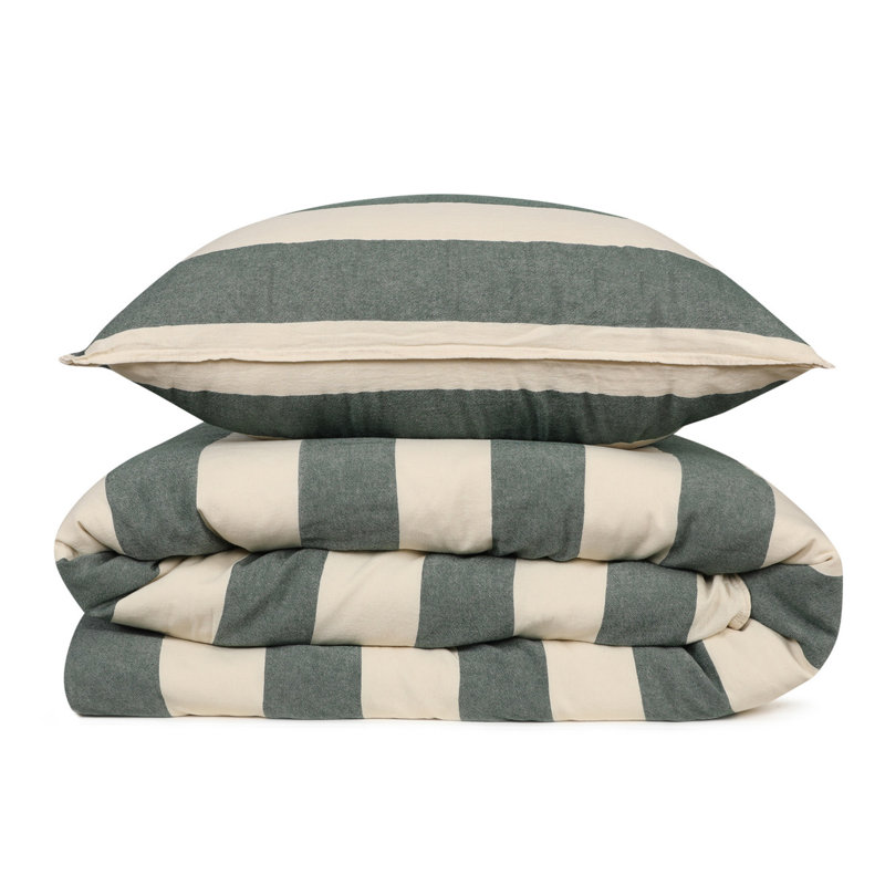 Ensemble de housse de couette 100% coton Burhanettin, Housse de couette très grand + 2 taies d'oreiller, Vert foncé