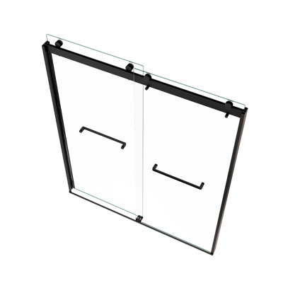Matted Black Bypass Shower Door - 5/16" Tempered Clear Glass, Leak Smooth Sliding, 36000 Times Open And Close, Easy Installation Glass Collision Design 6074