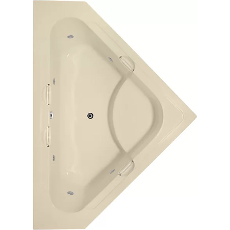 Whitney 62'' x 62'' Acrylic Bathtub, Bone, Polished Chrome