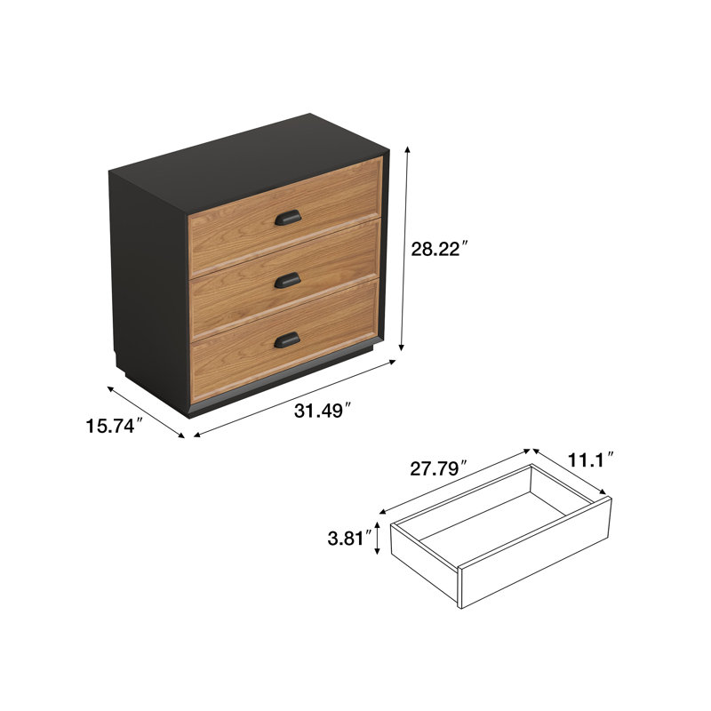 31.49" Solid Wood Multi-Drawer Storage Cabinet For Bedroom & Living Room, 28.22" H x 31.49" W x 15.74" D