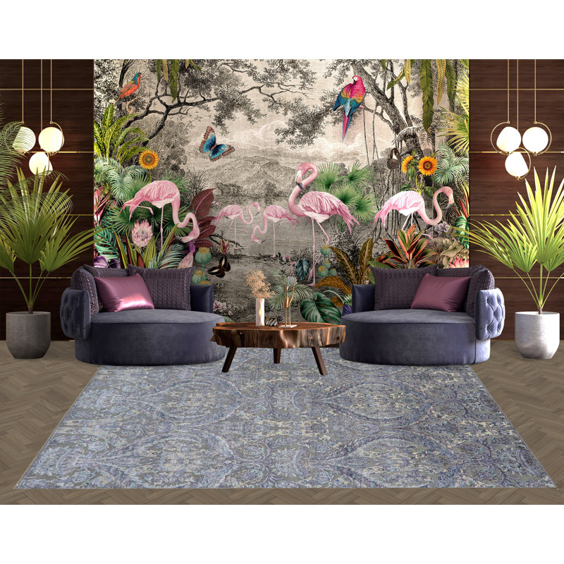Damask Area Rug, Rectangle 8' x 10'