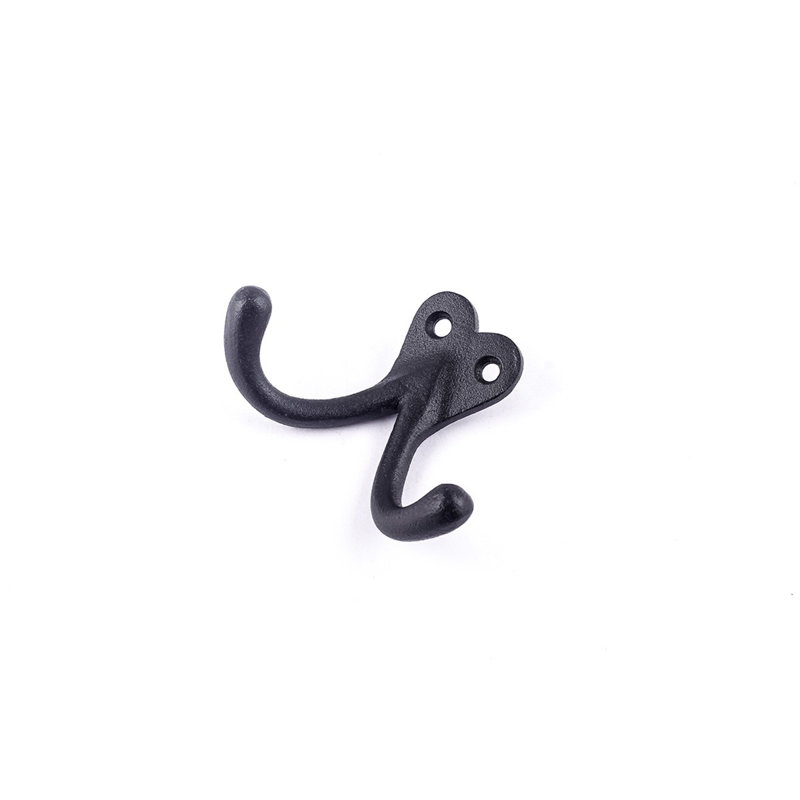 Black Wrought Iron Double Wall Hook Set of 3