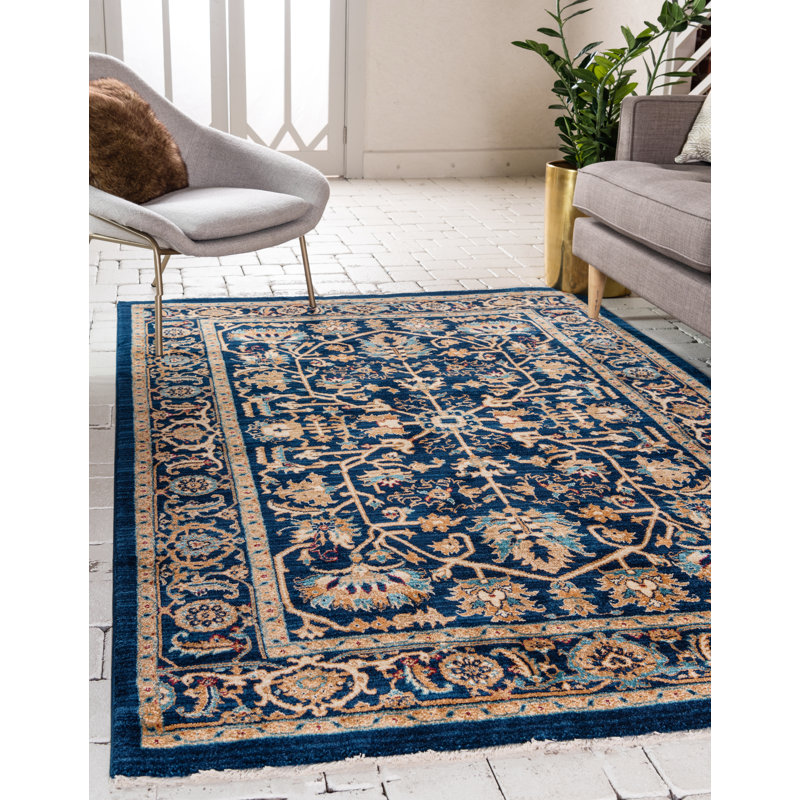 Tapis bleu marine / brun Cevenola, Carré 4 pi 5 po