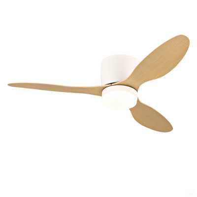 42-Inch Ceiling Fan With Light, Slim Flush-Mount Design, 3 ABS Plastic Blades, Remote Control Included, 6-Speed Adjustment, Reversible DC Motor, Quiet Operation, Ideal For Bedrooms, Indoor/Outdoor
