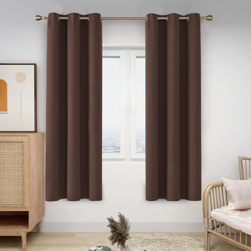 Thermal Insulated Room Darkening Grommet Curtain Panels (Set of 4), 42" W x 84" L, Chocolate