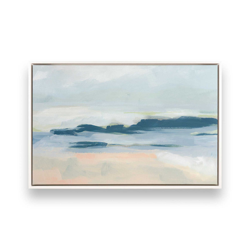 Impression sur toile Soft Coastal Layers II, H 8,75 po x l 12,75 po x P 1,75 po, Cadre flottant blanc opaque, 1