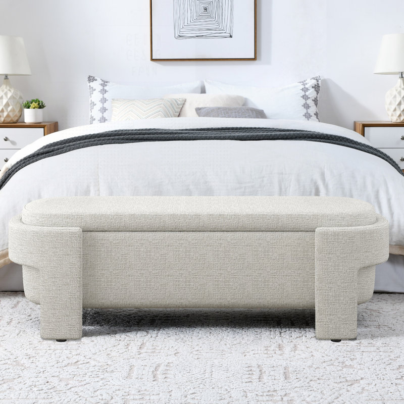 Chenille Upholstered Bench With Large Storage Space For The Living Room, Entryway And Bedroom, (51.5''X20.5''X17'')