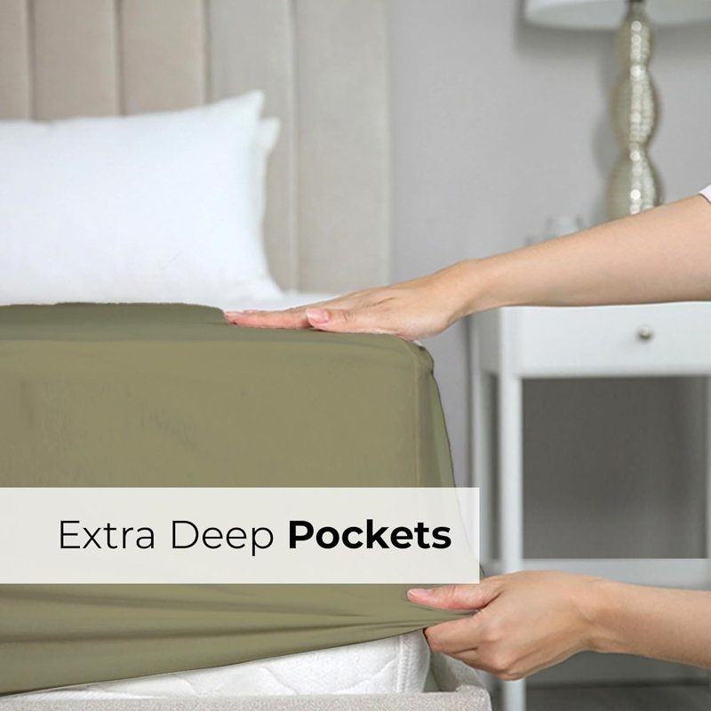 Sage Green Queen Microfiber Deep Pocket Fitted Sheet