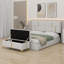 Lit plateforme tapissier avec système de rangement hydraulique, repose-pieds avec pieds en métal-127825637