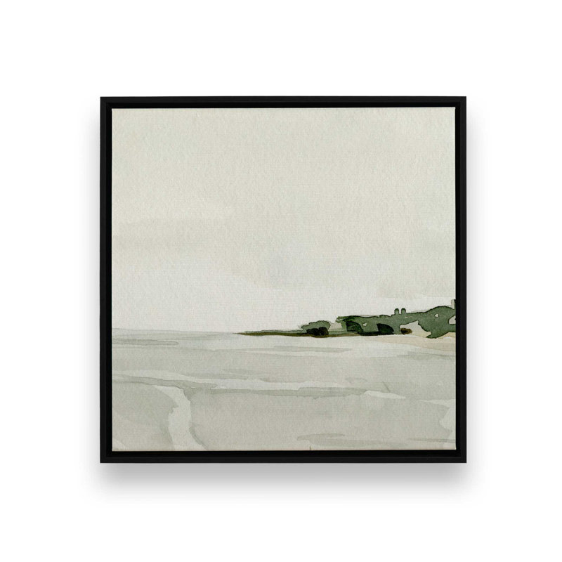 Impression sur toile roulée Minimalist Coast Elegance, H 12,75 po x l 12,75 po x P 1,75 po, Cadre flottant noir satiné