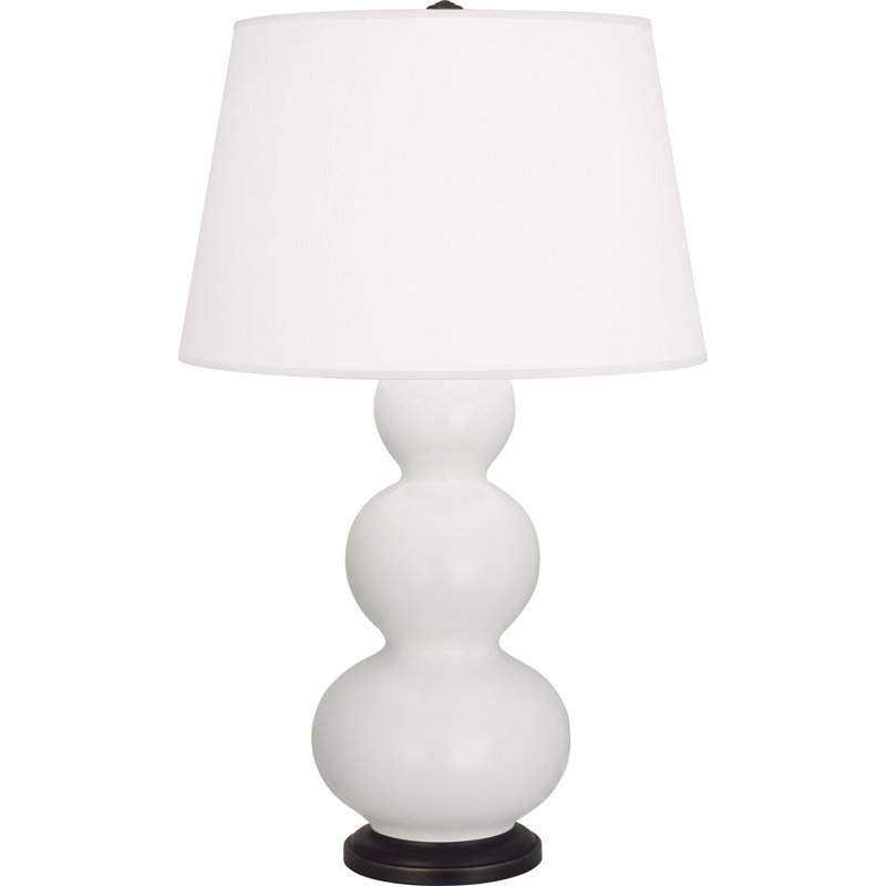 Lampe de table triple gourde, Bronze patiné foncé, Lis mat