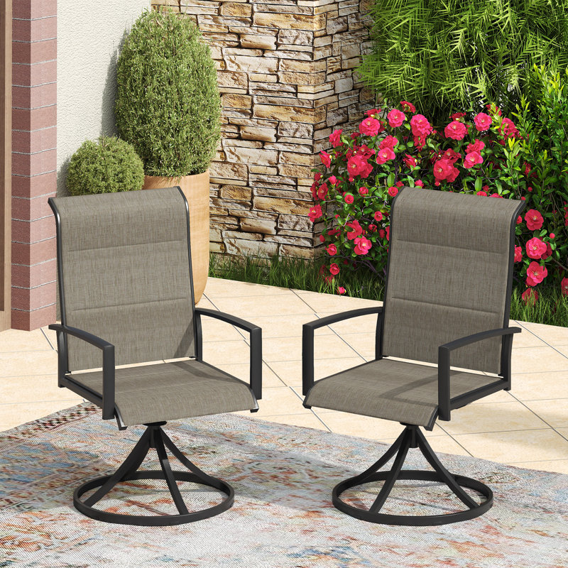Chaises de patio rembourrées et pivotantes, Noir / brun