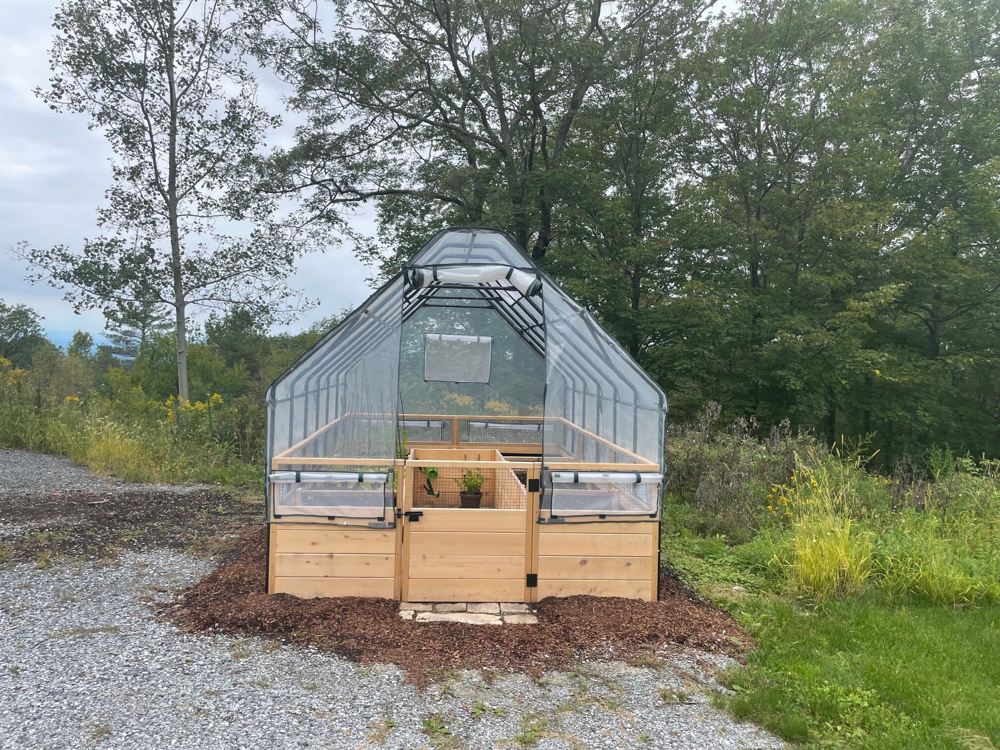 8 ft. W x 8 ft. D Cedar Garden in A Box with Greenhouse Covering Outdoor Living Today