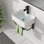 Lavabo de salle de bain mural en céramique avec base en acier 16 po x 12 po GhomeG