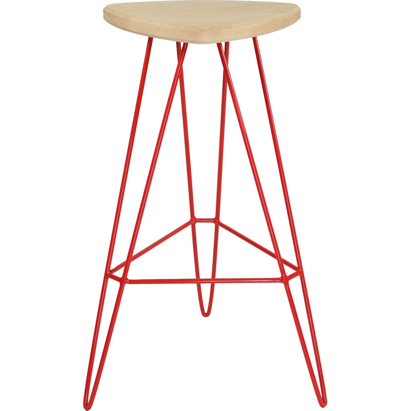 Madison Counter Stool with Metal Frame, Maple, Red, Bar Stool (30" Seat Height)