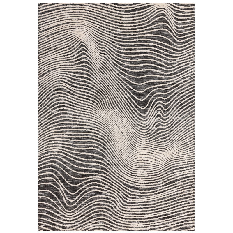 Clemones Swirl Black Area Rug, Rectangle 200 x 290 cm