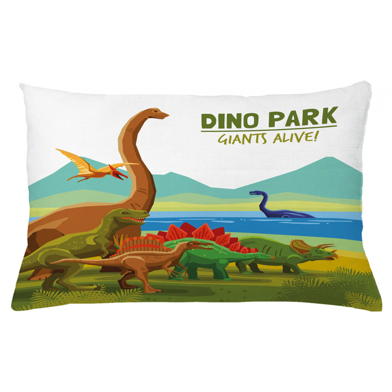 Housse de coussin décoratif d’intérieur/d’extérieur dinosaure, 16 po x 26 po