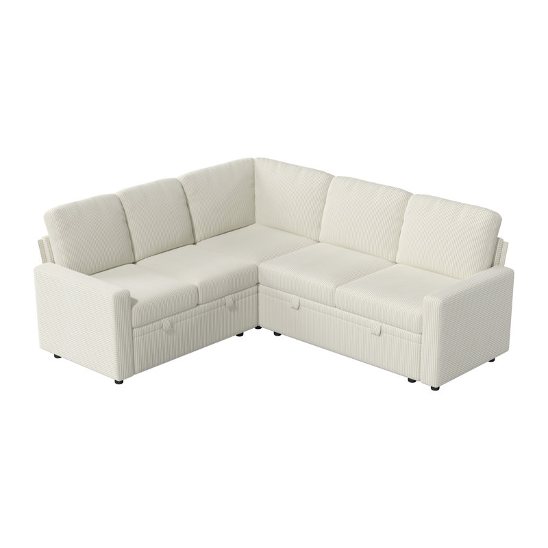 Canapé-lit modulaire convertible Brynli, Polyester beige