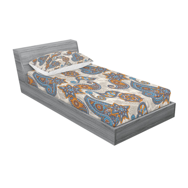 Microfiber Paisley Sheet Set, Twin XL Sheet Set with Fitted Sheet, Paisley