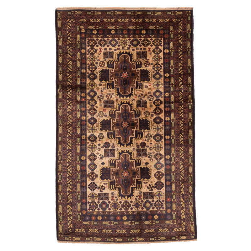 Tapis beige Teimani 3 pi 8 po x 6 pi 3 po