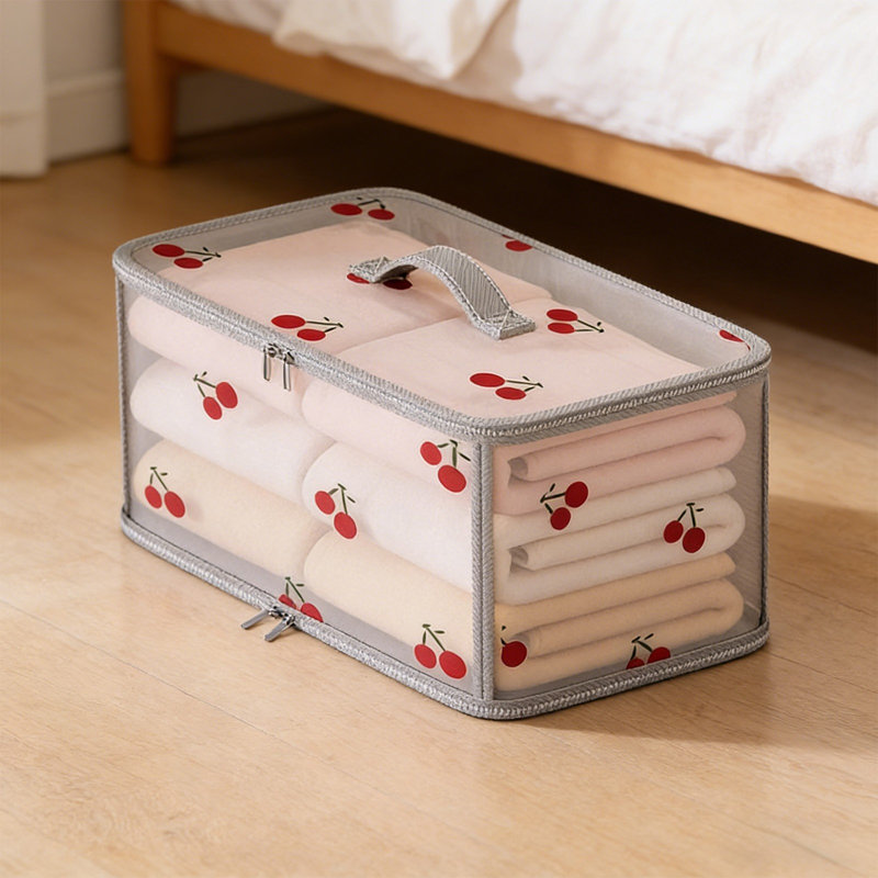  Foldable Storage Bins, Cherries Patterns Closet Organizers and Storage, Clothes Storage Boxes Moving Packing Bags, Storage Basket Containers for Blanket, Comforter, Pillow, Bedding