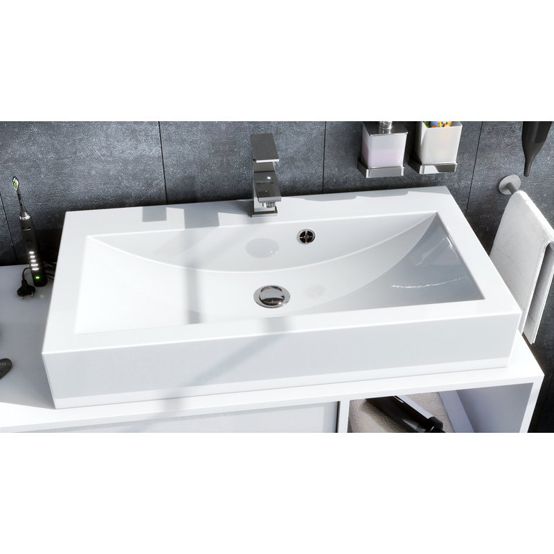 Jezelle Wall Bathroom Storage Furniture Set, Nordic oak, With sink, without tap