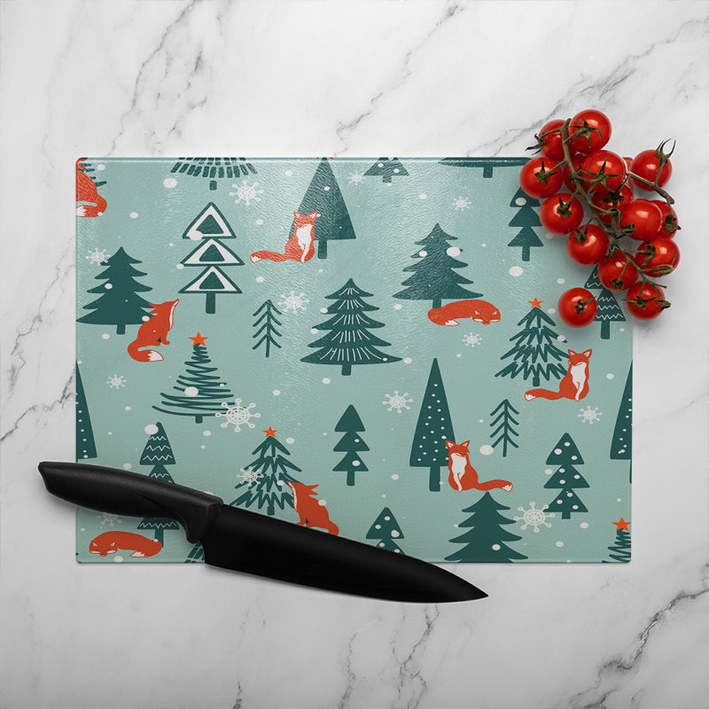 Fir-Trees Snow Dining Glass Chopping Board